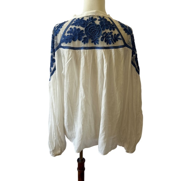 BY ANTHROPOLOGIE LONG SLEEVE TWO TONE LACE BLOUSE BOHO FESTIVAL VICTORIAN M - Picture 6 of 12